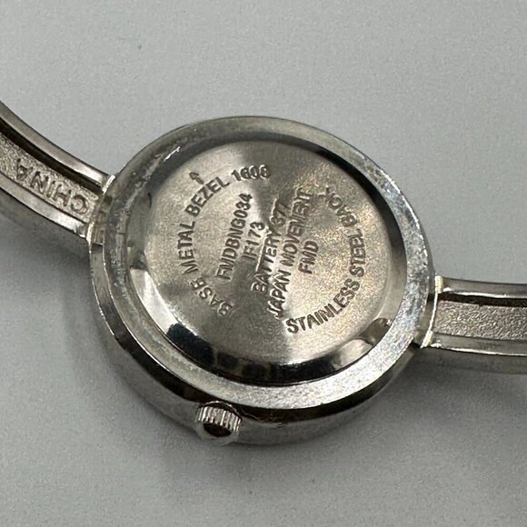 3/$30 Folio Watch Women Silver Bangle Band Floating Crystal Accent Works 6.75" - Picture 5 of 14